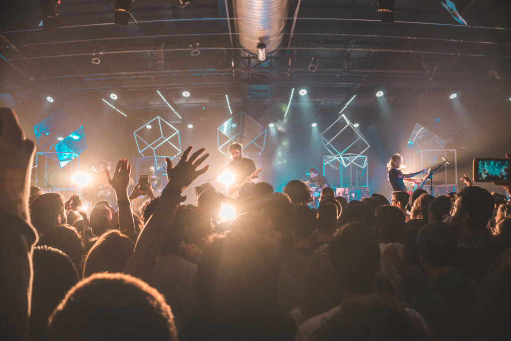 An image of a band performing onstage